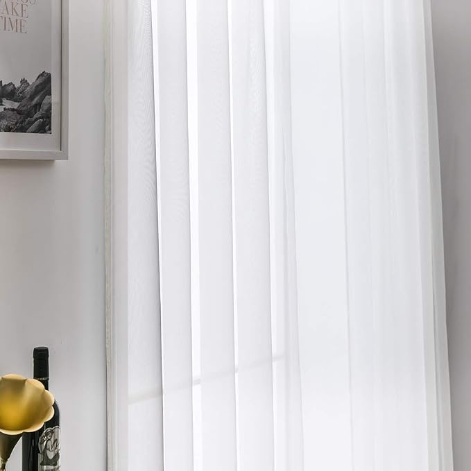 MIULEE Ivory Window Sheer Curtains 2 Panels Width 38 x Length 72 Inches | Sheer - Image 5