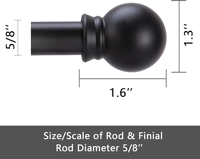 GXOACKJ Curtain Rods for windows 32-62 inch, 5/8 inch Decorative Matte Black - Image 5