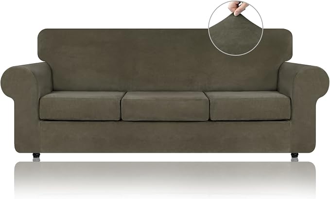 WEERRW 4 Pieces Velvet High Stretch Couch Covers by WEERRW