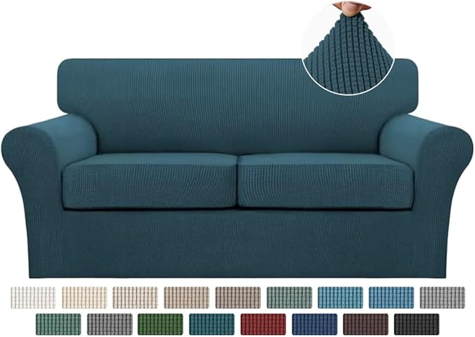Turquoize 3 Piece Sofa Covers for 2 Cushion Couch Sofa Slipcover Soft Couch by Turquoize