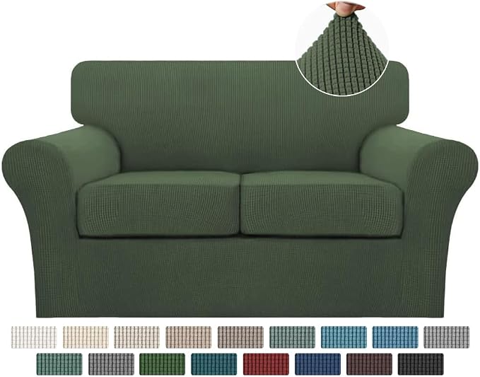 Turquoize 3 Piece Sofa Covers for 2 Cushion Couch Sofa Slipcover Soft Couch by Turquoize