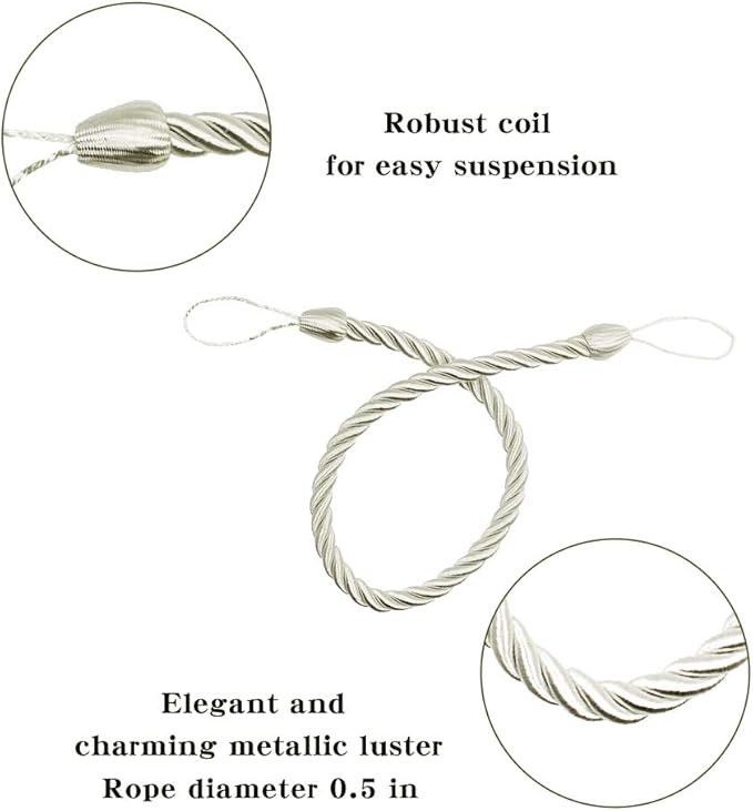 BEL AVENIR Curtain Tiebacks Ropes Tie-Backs, Handmade Curtain Holdbacks - Image 2
