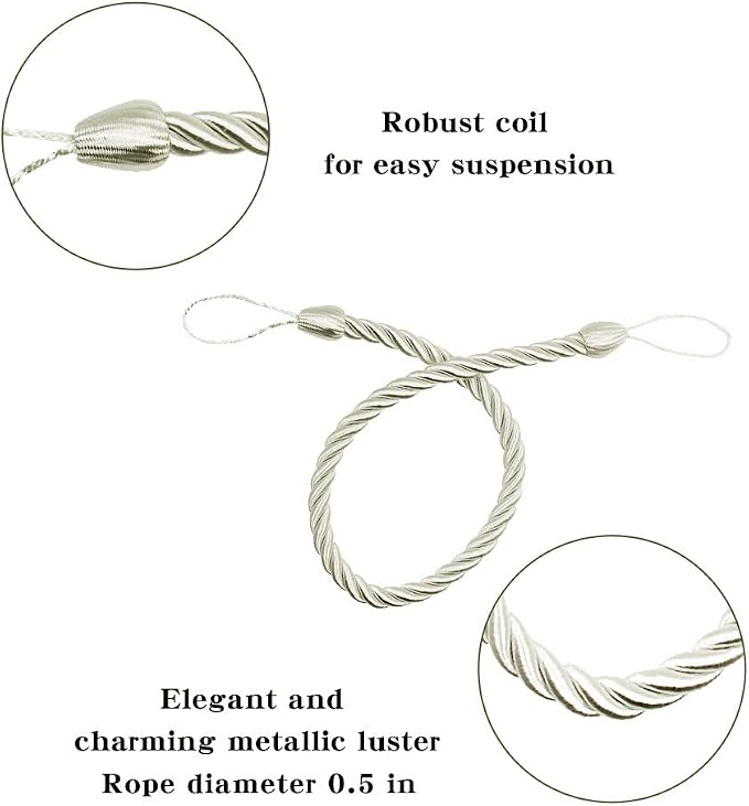 BEL AVENIR Curtain Rope Tiebacks, Drapery Rope Holdbacks - Image 3