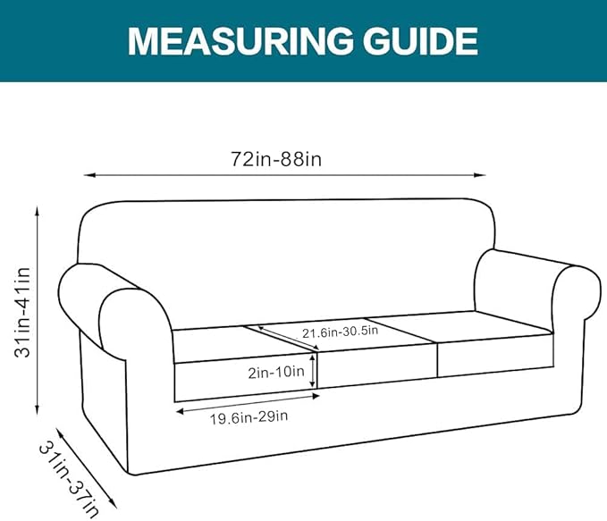 Turquoize 4 Piece Couch Covers for 3 Cushion Couch Sofa Pet Friendly Stretch - Image 2