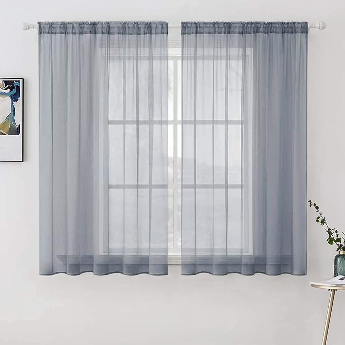 MIULEE 2 Panels Solid Color Sheer Window Curtains Elegant Window Voile by MIULEE