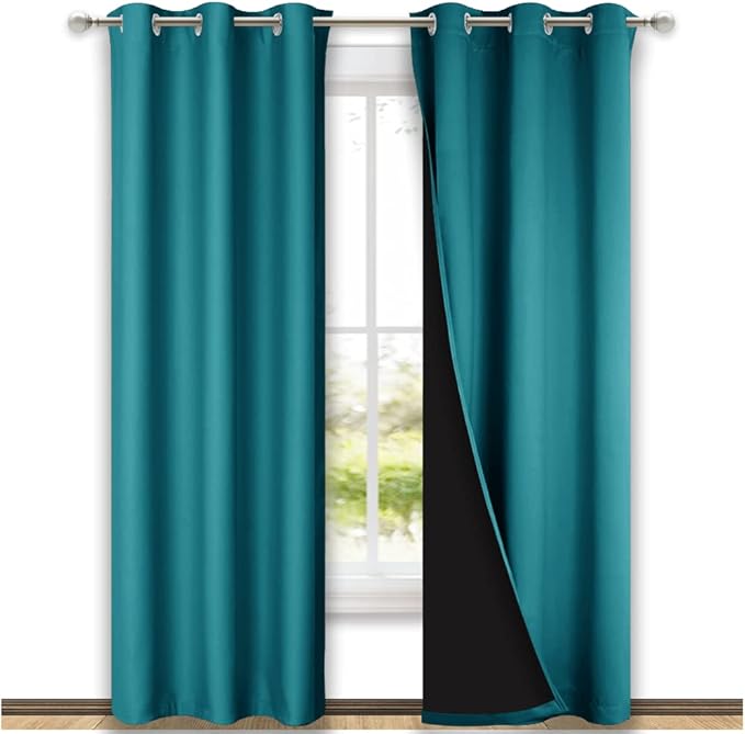 NICETOWN Peacock Teal Blackout Curtains 84 inches Long, Full Light Blocking by NICETOWN