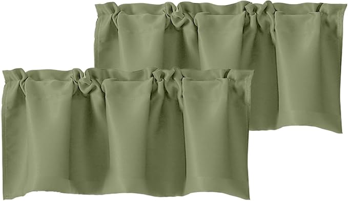 Chyhomenyc Sage Green Valances for Window, Room Darkening Short Curtains for by Chyhomenyc