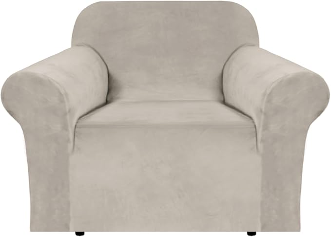 H.VERSAILTEX Stretch Velvet Armchair Cover Couch Covers 1 Cushion Chair by HVERSAILTEX