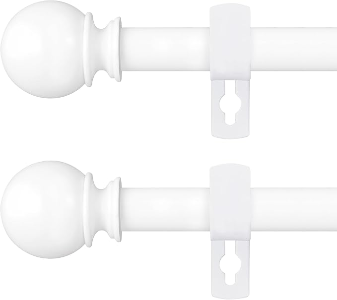 White Curtain Rods for Windows 66 to 120” by Poskena