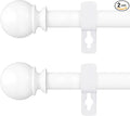 White Curtain Rods for Windows 28 to 48 Inch, 5/8" Diameter Heavy Duty Metal by Poskena