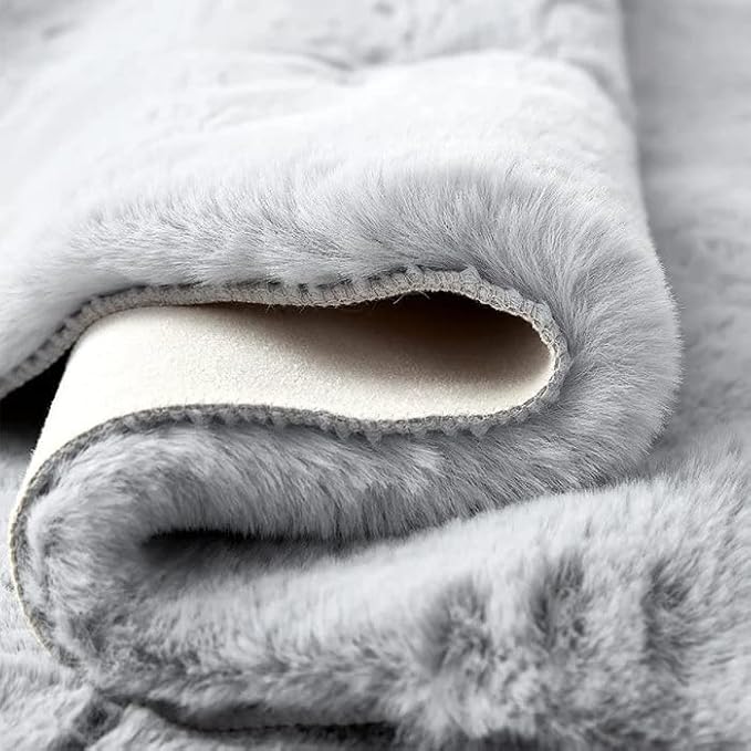 ORINOVA Fuzzy Grey Fluffy Washable Runner Rugs - Image 4