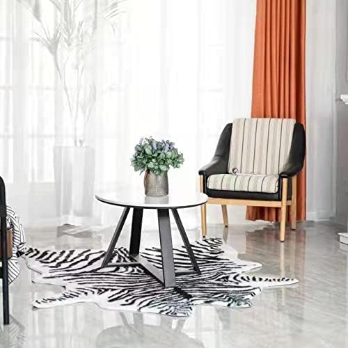 Large Zebra Print Area Rug Carpet Faux Cowhide Leather Animal Simulation Plush - Image 5
