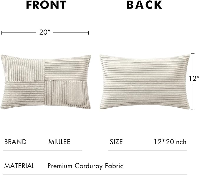 MIULEE Beige Decorative Lumbar Throw Pillow Covers 12x20 Inch - Image 6