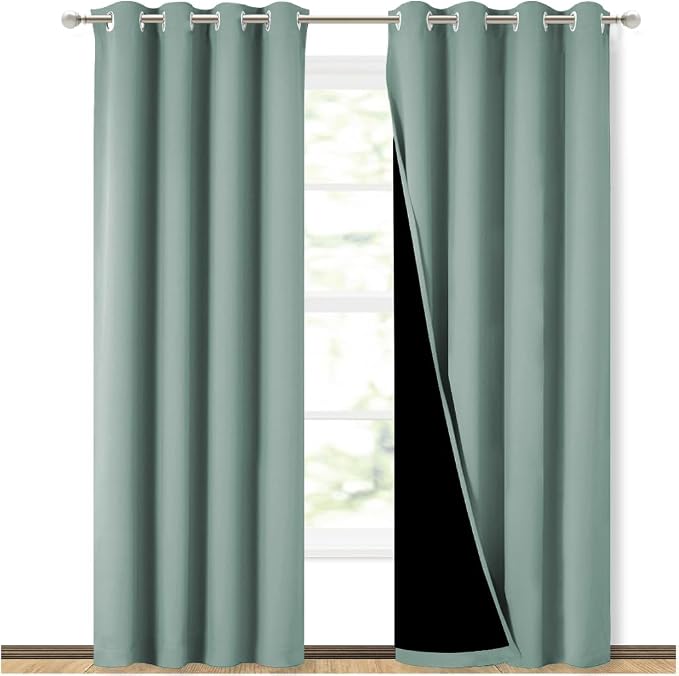 NICETOWN 100% Blackout Curtains 84 inches Long, Seafoam Green, 52 inches Wide by NICETOWN