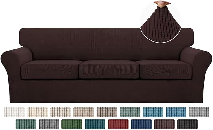Turquoize 4 Piece Sofa Covers for 3 Cushion Couch Sofa Slipcover Soft Couch by Turquoize