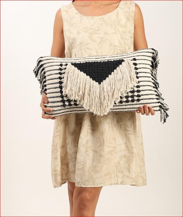 Decorative Boho-Chic Pillow Cover Handwoven Tufted Cotton Accent Pillows - Image 5
