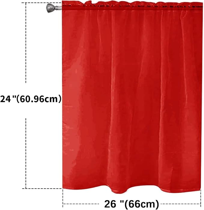 SpaceDresser Basic Rod Pocket Sheer Voile Window Curtain Panels Red 1 Pair 2 - Image 2