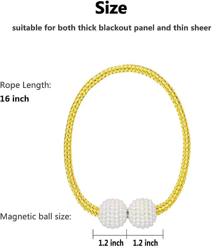 Melaluxe 2 Pack Magnetic Curtain Tiebacks, Decorative Curtain Holdbacks - Image 3