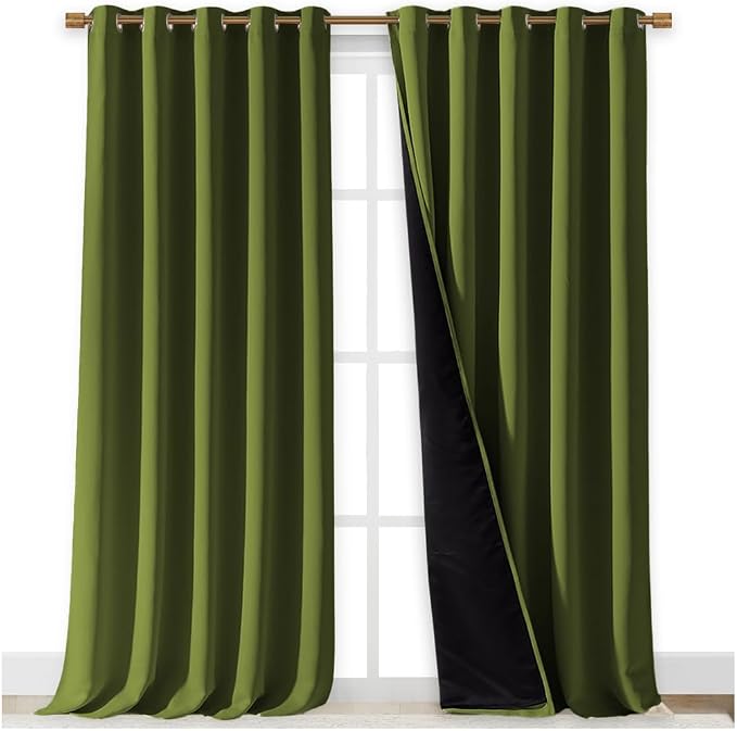 NICETOWN 100% Blackout Blinds, 70 inches x 108 inches, Olive Green, Laundry - Image 2