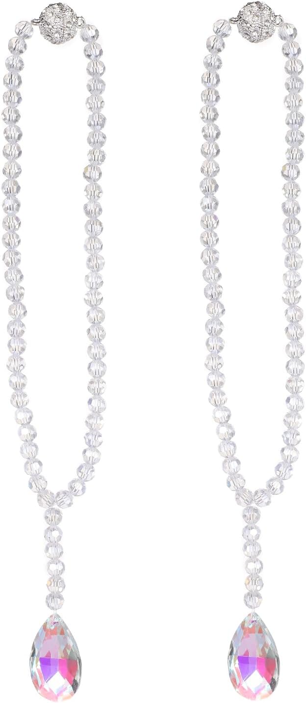 SUQ I OME 2 Pack of Luxury Crystal Beaded Magnetic Curtain Tieback and Holdback - Image 2