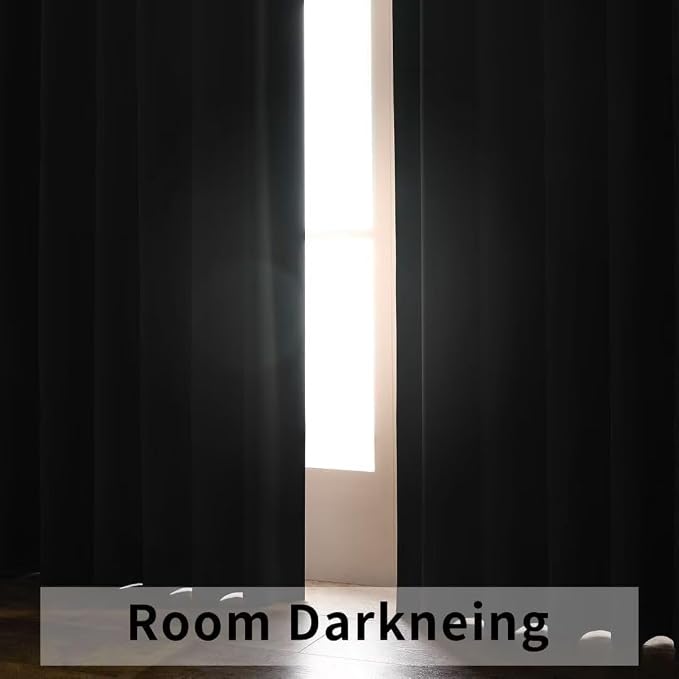 Joydeco Blackout Curtains 84 Inch Length 2 Panels Set, Thermal Insulated Black - Image 9