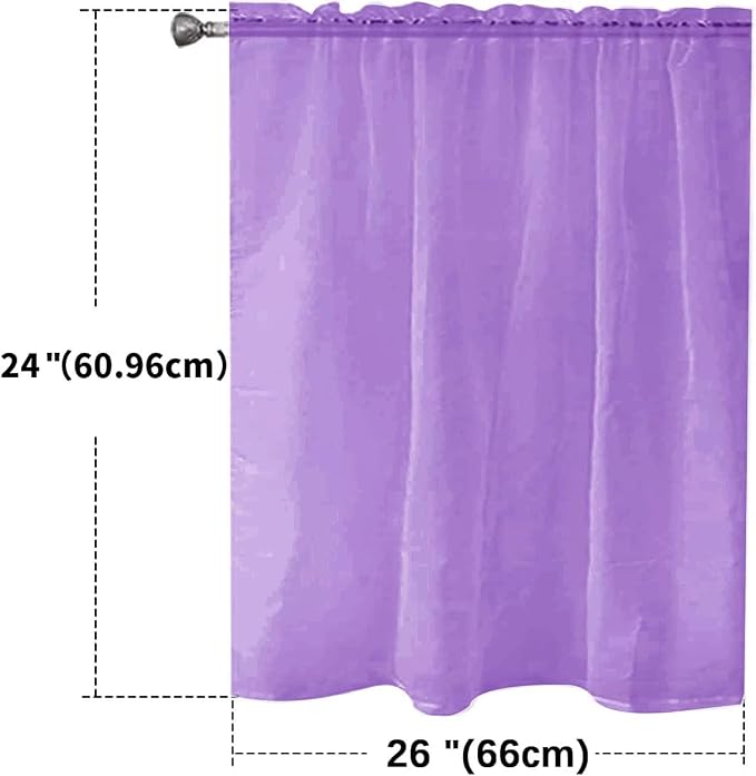 SpaceDresser Basic Rod Pocket Sheer Voile Window Curtain Panels Lavender 1 Pair - Image 2