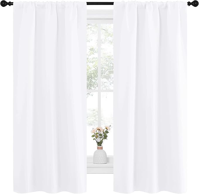 NICETOWN White Curtains for Bedroom, Short Curtains & Draperies for Small Window - Image 2