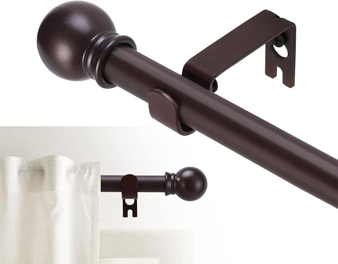 GXOACKJ Curtain Rods for windows 48 to 84-93 inch, 5/8 inch Decorative Brown by GXOACKJ