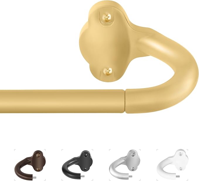 TVWOO Gold Wrap Around Curtain Rods:5/8" Small Blackout Adjustable Window by TVWOO