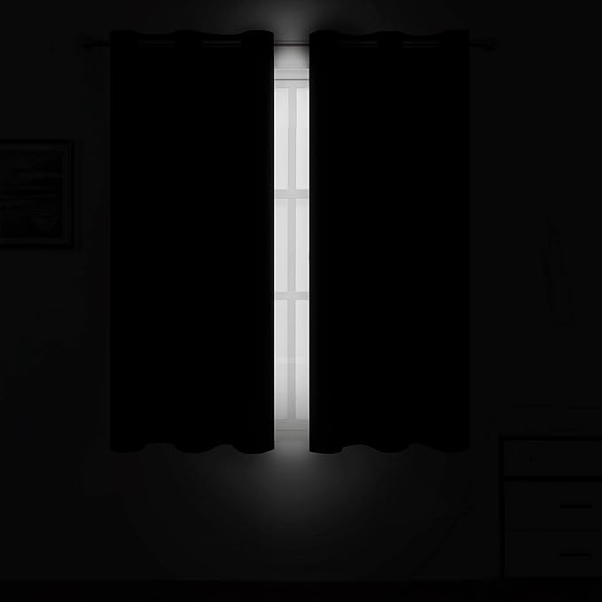 LEMOMO Black Blackout Curtains 34 x 63 Inch Length/Set of 2 Curtain - Image 3