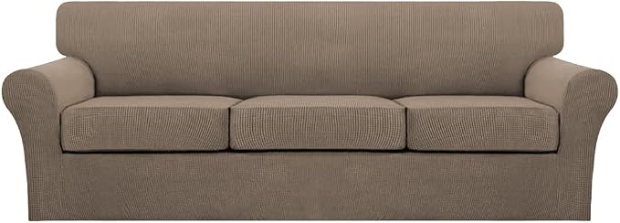 Turquoize 4 Piece Sofa Covers for 3 Cushion Couch Sofa Slipcover Soft Couch by Turquoize
