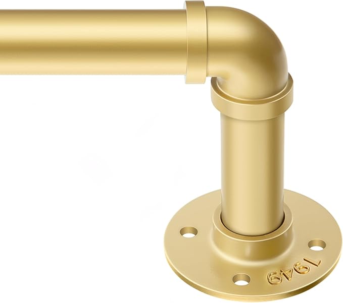 Zeerobee Curtain Rods for Windows 32 to 72, 1 Inch Industrial Wrap Around Gold by zeerobee