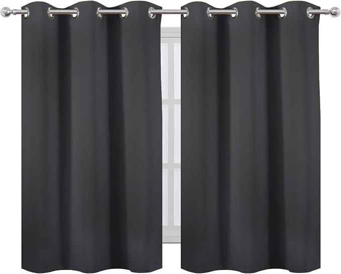 LEMOMO Dark Grey Blackout Curtains/38 x 54 Inch/Set of Two Panels Grommet - Image 2