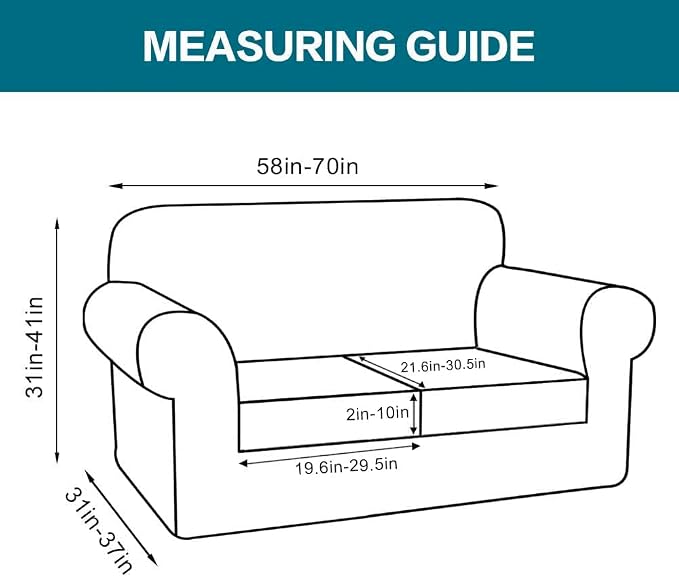 Turquoize 3 Piece Sofa Covers for 2 Cushion Couch Sofa Slipcover Soft Couch - Image 2