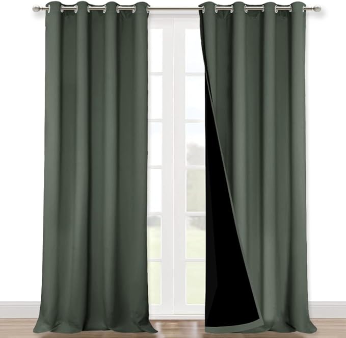 NICETOWN Full Shading Curtains for Windows, Super Heavy-Duty Black Lined by NICETOWN