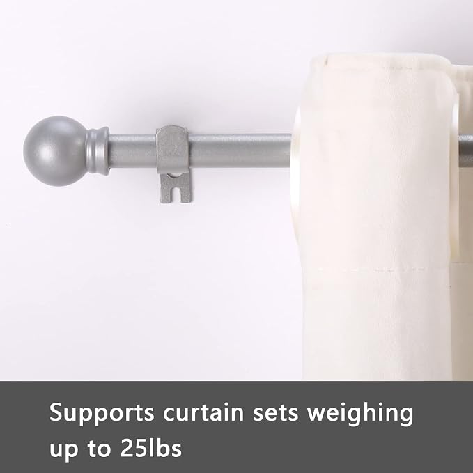 GXOACKJ 2 Pack Silver Curtain Rods - Image 2