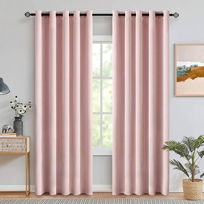 MIULEE Light Pink Room Darkening Curtains Thermal Insulated Drapes Solid Window by MIULEE