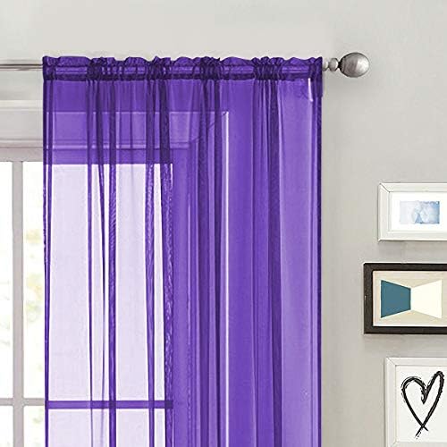 SpaceDresser Sheer Voile Window Treatment Rod Pocket Curtain Panels - Image 4