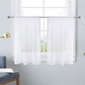 SpaceDresser White Kitchen Sheer Valance Curtains 30 Inch, Voile Sheer Cafe by SpaceDresser