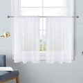 SpaceDresser White Kitchen Sheer Valance Curtains 24 Inch, Voile Sheer Cafe by SpaceDresser