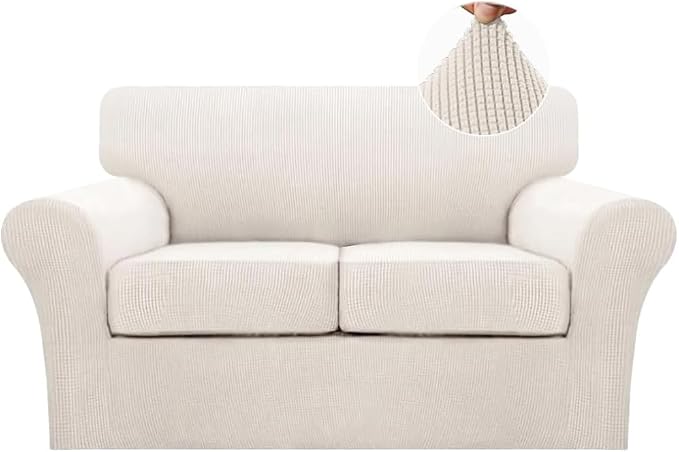 Turquoize 3 Piece Sofa Covers for 2 Cushion Couch Loveseat Slipcover Soft Couch by Turquoize