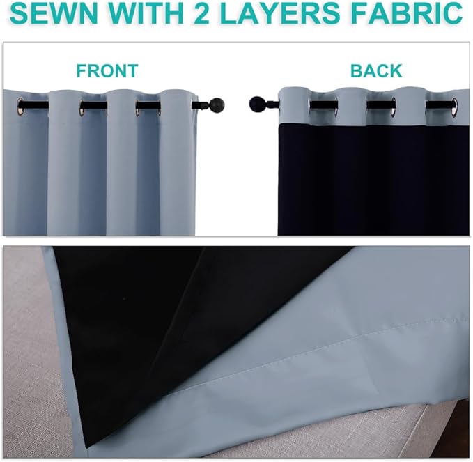 NICETOWN 100% Blackout Short Curtains - Image 5