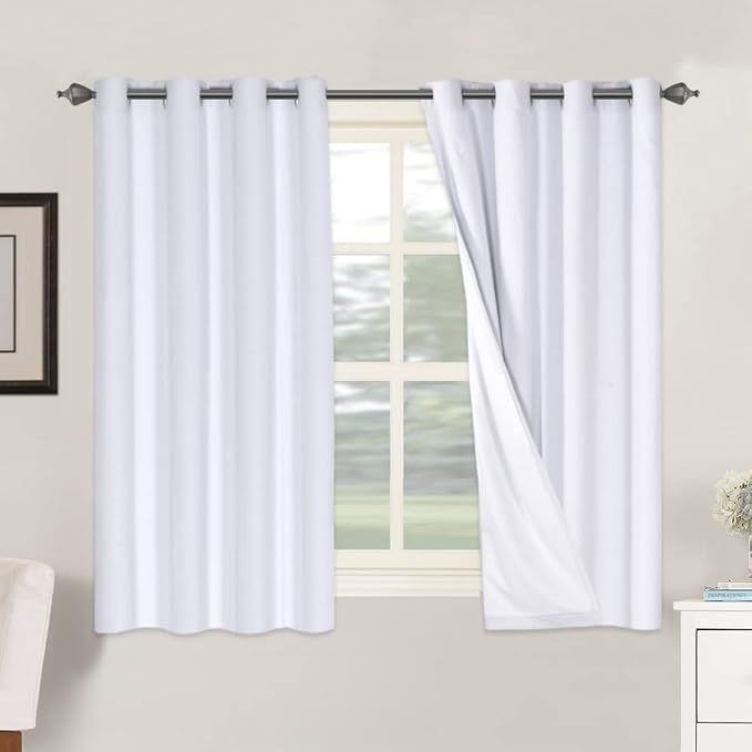 H.VERSAILTEX Linen Blackout Curtains 54 Inches Long 100% Blackout Thermal by HVERSAILTEX