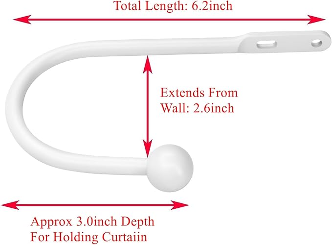 VRSS Wall Mount Curtain Tiebacks Drapery Holdbacks Curtain Holdback Hooks 6" L - Image 2