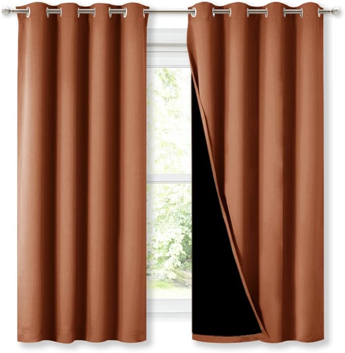 NICETOWN Burnt Orange 100% Blackout Lined Curtains, 2 Thick Layers Completely by NICETOWN