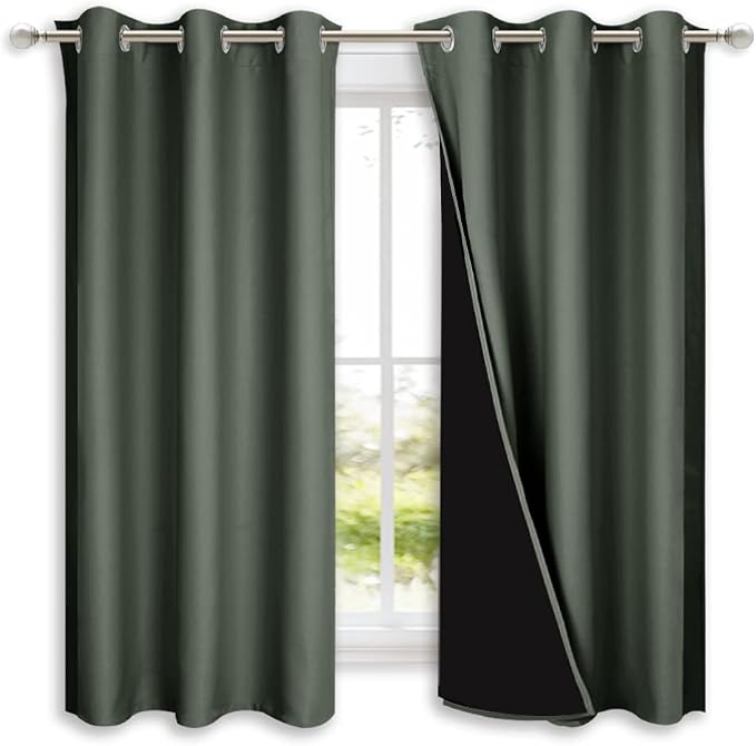 NICETOWN Dark Mallard 100% Blackout Lined Curtains, 2 Thick Layers Completely by NICETOWN