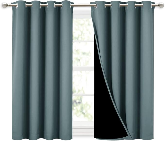 NICETOWN Aqua 100% Blackout Curtains 45 inches Long, 2 Thick Layers Completely by NICETOWN