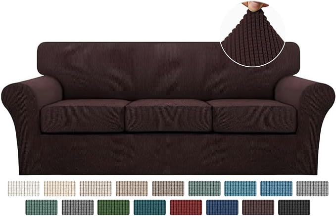 Turquoize 4 Piece Sofa Covers For 3 Cushion Couch Sofa Slipcover Soft Couch by Turquoize