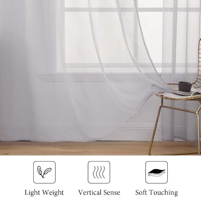 MIULEE 2 Panels Solid Color Sheer Window Curtains Elegant Window Voile - Image 4