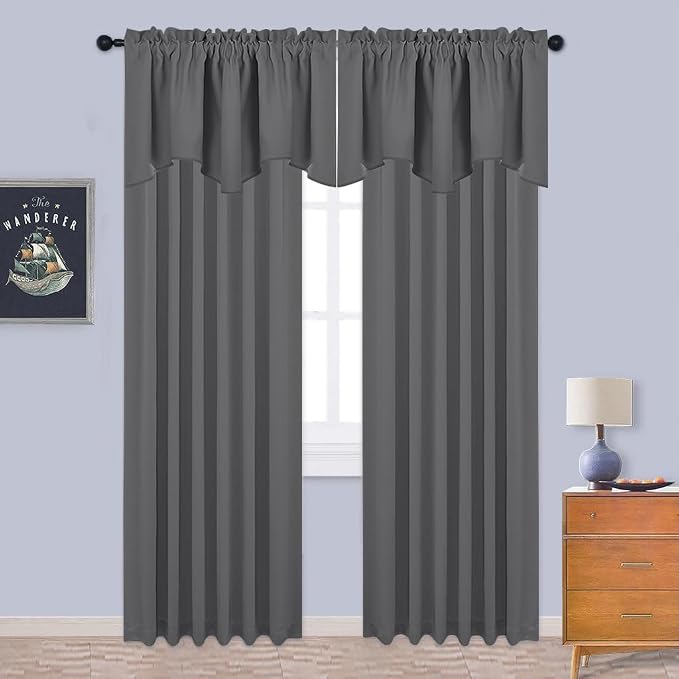 NICETOWN Blackout Valances for Bedroom, Small Window Covering Curtain Set Light - Image 5